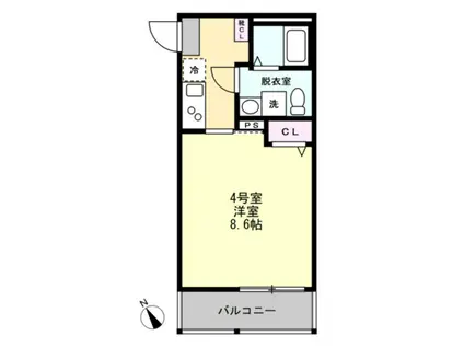 ベイルーム05(1K/1階)の間取り写真