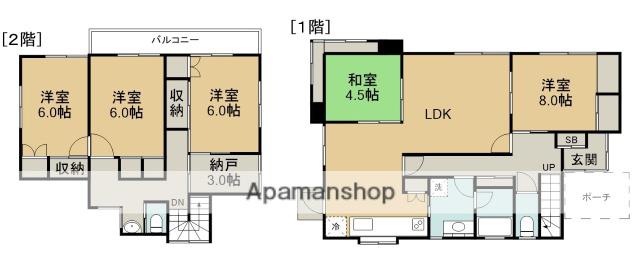 横浜線 相模原駅 徒歩20分 2階建 築42年(5SLDK)の間取り写真