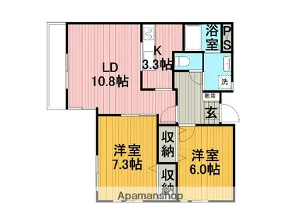 イーグル95(2LDK/3階)の間取り写真