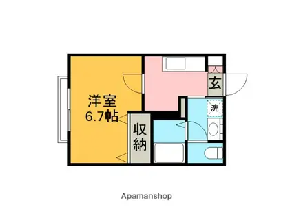 ルミエール多摩境(1K/2階)の間取り写真