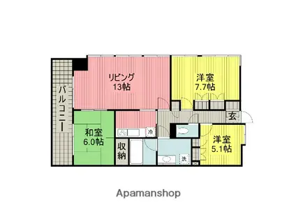 ヴィラベルヴュー(3LDK/3階)の間取り写真