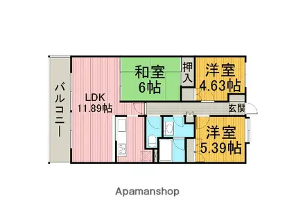 ヴィラベルヴュー(3LDK/3階)の間取り写真