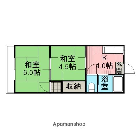 南林間ハウス(2K/2階)の間取り写真