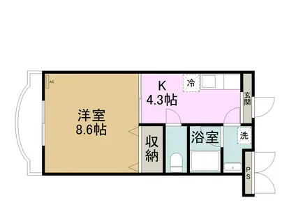 ミロディア(1K/1階)の間取り写真