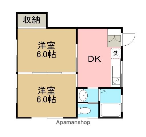 ハイツ西(2DK/1階)の間取り写真