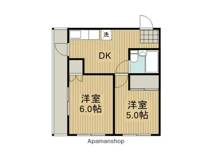 ユニヴェール陽光台(2DK/3階)の間取り写真