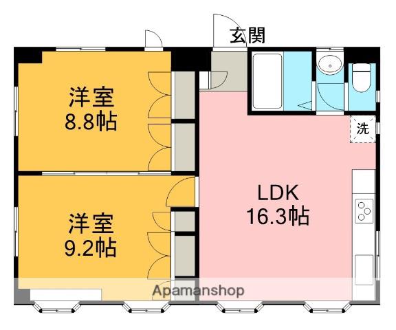 ダイキチビル(2LDK/4階)の間取り写真