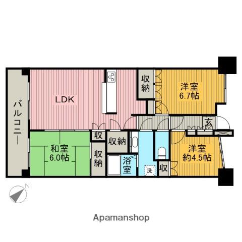 BSタワー橋本E棟(3LDK/18階)の間取り写真