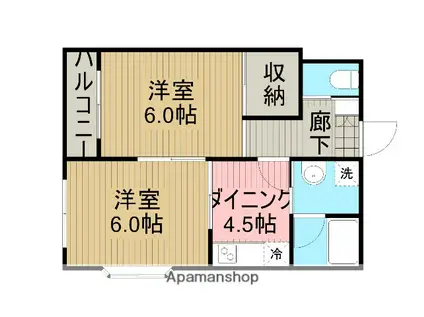 ブランシェ相模原(2K/2階)の間取り写真