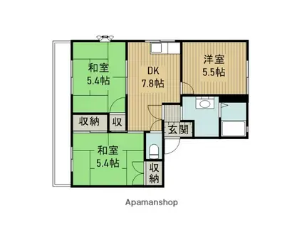 フ・ミール横田A(3DK/1階)の間取り写真
