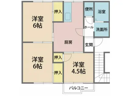 ポルシェ上矢部A棟(3K/1階)の間取り写真