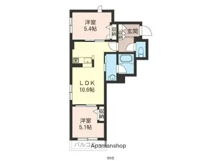 アリスティオ M(2LDK/2階)の間取り写真