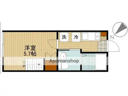 THE FLAT 淵野辺(1K/1階)の間取り写真