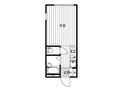 サイドガレージ矢部(ワンルーム/1階)の間取り写真