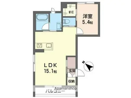 アトリエール小山(1LDK/2階)の間取り写真