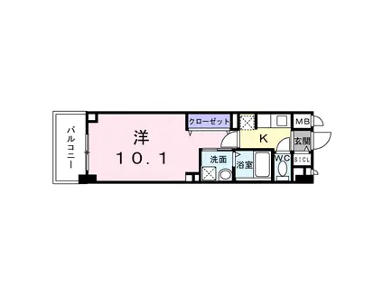 グリーンフィールドH(1K/2階)の間取り写真