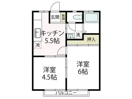 サンシティ5(2DK/2階)の間取り写真