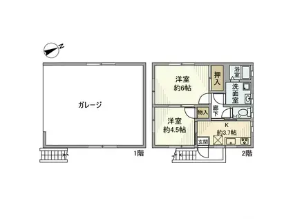 横浜線 橋本駅(神奈川) バス乗車時間:20分 葛輪バス停で下車 徒歩2分 2階建 築29年(2K)の間取り写真