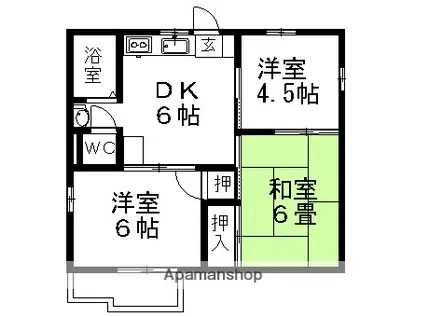 ドゥ・ファミールA(3DK/2階)の間取り写真