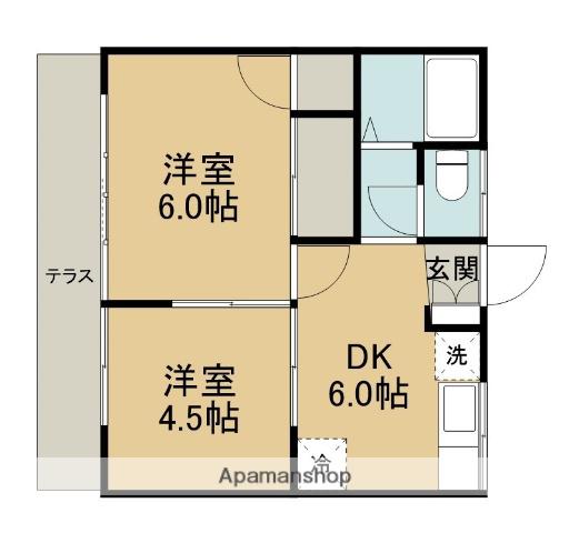 木下ハイツ(2DK/1階)の間取り写真