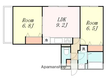 フラット福寿第8(2DK/2階)の間取り写真