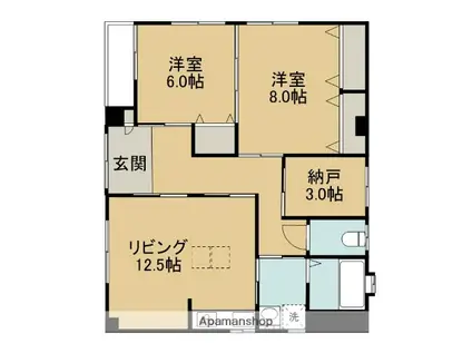 横浜線 矢部駅 徒歩12分 3階建 築28年(2SLDK/1階)の間取り写真