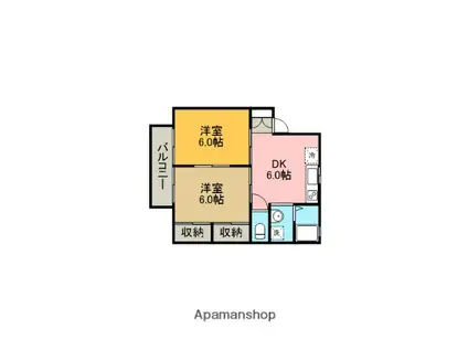 ドエル・ロイヤル(2DK/2階)の間取り写真