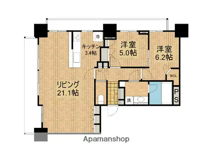 ライオンズタワー相模原ステーショングランデ(2LDK/16階)の間取り写真