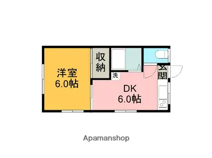 タワー荘(1DK/1階)の間取り写真