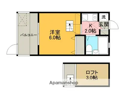 ハイツセイワⅤ(1K/1階)の間取り写真