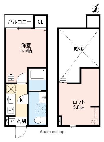 SUMMER CLUB中央林間(1K/1階)の間取り写真