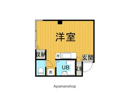 矢部ハイツ(ワンルーム/3階)の間取り写真