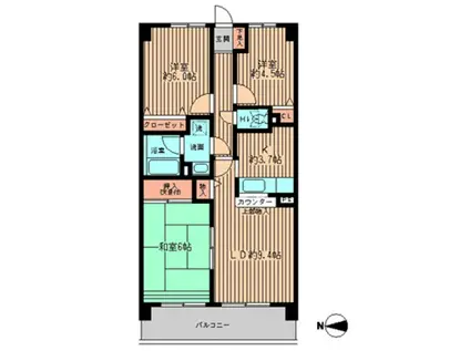 フォレストパーク相模原(3LDK/7階)の間取り写真