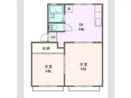 ハイムスカイ(2DK/2階)の間取り写真