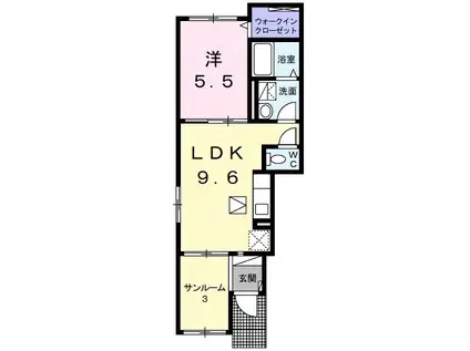 ガーデンフォレスト(1LDK/1階)の間取り写真