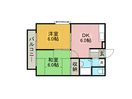 ピースフルイースト(2DK/2階)の間取り写真