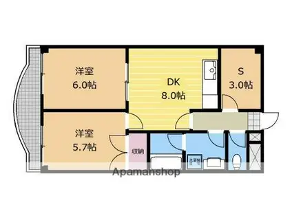 ドミール橋本(2SDK/4階)の間取り写真