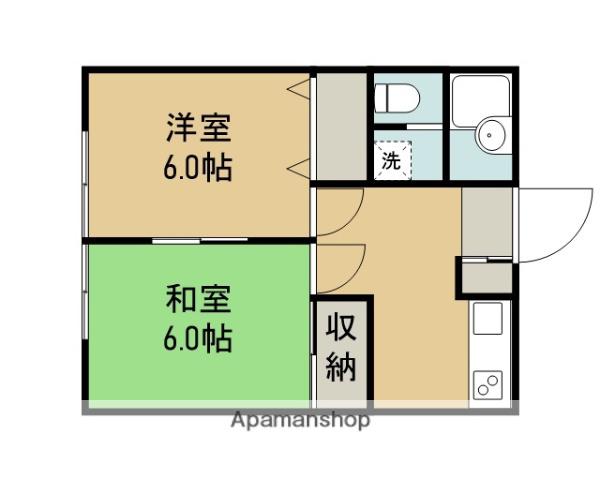 エレガンス関口第5(2DK/2階)の間取り写真