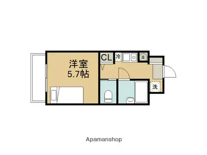 多摩学生マンション(1K/2階)の間取り写真