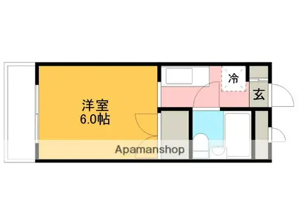 ホワイト・セゾン(1K/1階)の間取り写真