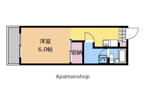 市川マンション(ワンルーム/2階)の間取り写真
