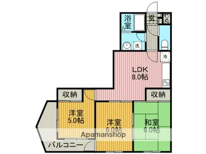 ランベール(3DK/3階)の間取り写真