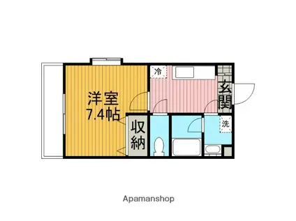 横浜線 橋本駅(神奈川) 徒歩10分 5階建 築21年(1K/2階)の間取り写真