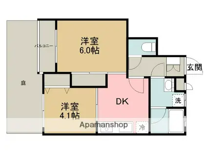 ライオンズマンション相模原(2DK/1階)の間取り写真