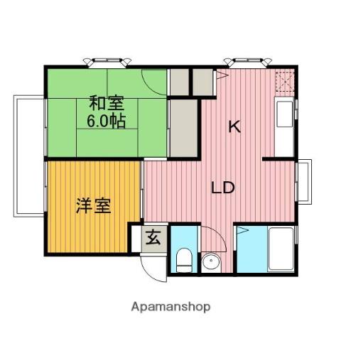 アドバンス南林間A(2LDK/2階)の間取り写真