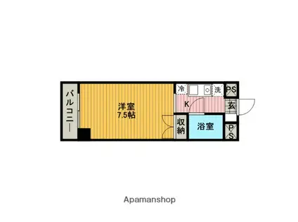 照栄ハイツ(1K/4階)の間取り写真