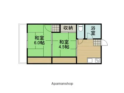 東林サンハイム(2K/1階)の間取り写真