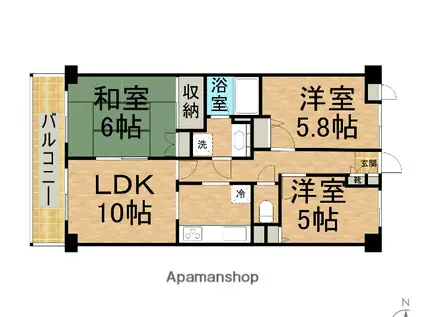 エクレール第3相模原(3LDK/5階)の間取り写真