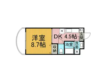 メイユールビジュ(1DK/1階)の間取り写真