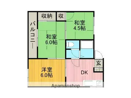 相模タウンハウスⅡ(3DK/2階)の間取り写真